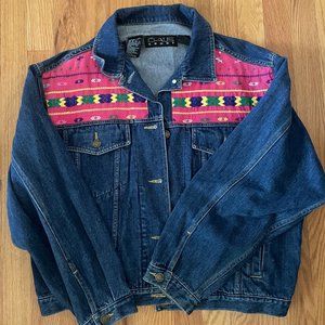 vintage aztec print jean jacket